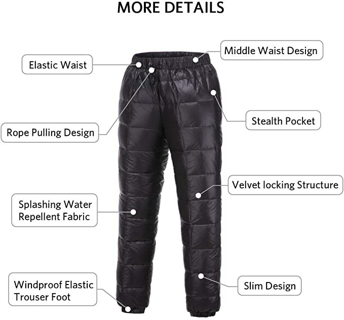 Men S Women Winter Warm Utility Down Pants Sassy High Waisted Nylon Compression Snow Trousers2