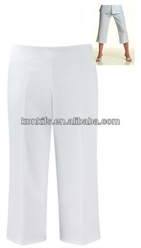 Ladies cropped polyester trousers/custom made ladies 3/4length trousers