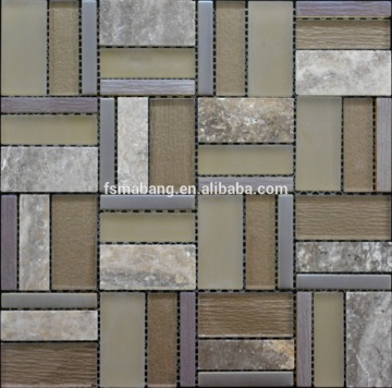 MBP5023 rustic kitchen backsplash multi-size glass mix stone mosaic tile