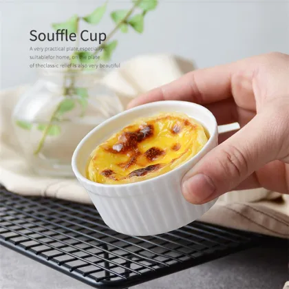 Nordic Pudding Mould Souffle Bowl Set - Nonstick White Ceramic Bakeware