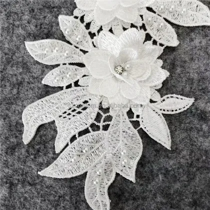 Corded Colored French Guipure Lace Embroidery Trim - Heavy Duty Corded Embellishments