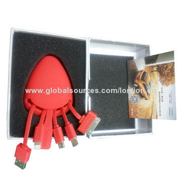 2014 Mew Multi-color 5-in-1 Soft Silicone Micro USB Charger Cable Case for iPhone 5, OEM Orders