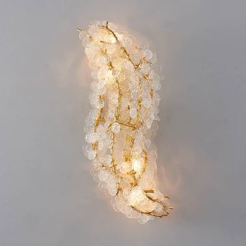 Postmodern K9 Crystal LED Wall Lamp - Gold Tree Decor สำหรับห้องนั่งเล่นและห้องนอน