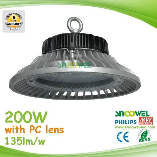 High brightness 135lm/w 200w smd led high bay light for workshop ceiling