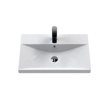 Modern Minimalist White Bathroom Cabinet with Integrated Ceramic Washbasin