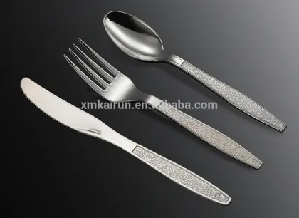 Spoon & Fork & knife disposable plastic silver spoon/silver coated plastic cutlery/silver plated cutlery
