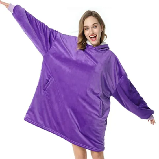 Indoor OR Outdoor warm sweatshirt flannel plush fleece sherpa sleeves super soft adult  hoodie blanket Amazon