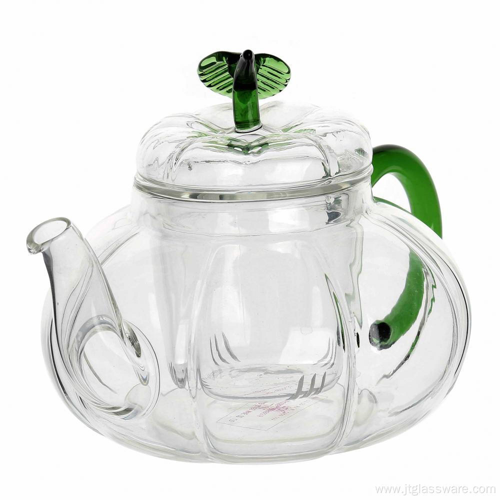 Borosilicate Pumpkin Glass Teapot With Glass Infuser