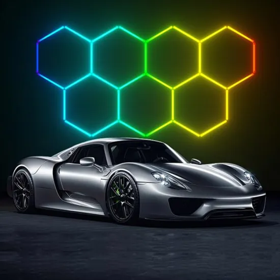 Hexagonal RGB LED Light Lamp for Game Room or Gym