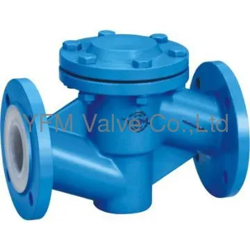 Telfon lined flange type through-way lift flow check valve
