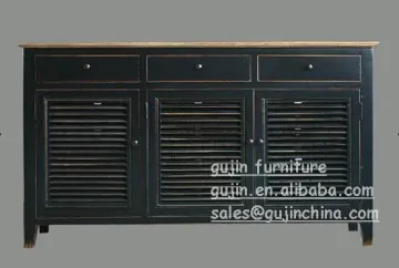 vintage recycled elm wood shutter sideboard Louvered Door