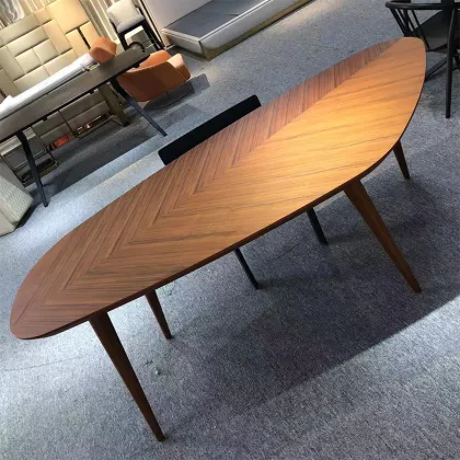 New Arrival Luxury Mushroom-Shaped Walnut Veneer Dining Table Set