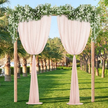 Light Pink Soft Polyester Wall Chiffon Backdrop Curtains for Weddings and Events