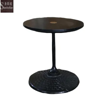 Creative Round Wooden Top Coffee Table with Metal Forged Stand - Tulip Base Antique Furniture