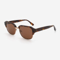 Rectangular Acetate And Metal Combined Male's Sunglasses 23A8053