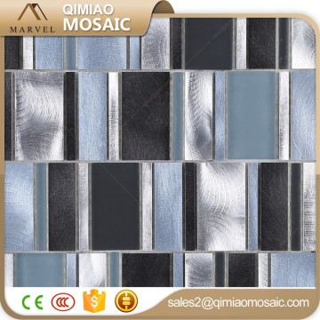 Anodise Aluminum Strip Metal Mix Glossy Glass Mosaic Wall Tile