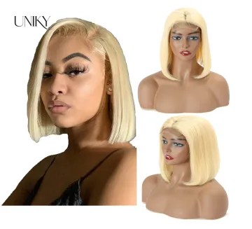 Uniky Factory Price Brazilian 613 Straight Hair BOB Wig,Wholesale Virgin Bob Lace Frontal Wig, 613 Bob human hair Lace Wig