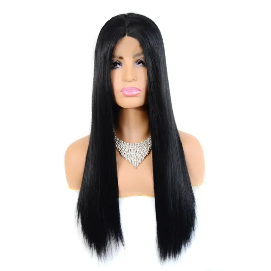 Hot Selling  Lace Front Long Straight Synthetic Wig for Women Heat Resistant Wigs  Lace Front Wig Middle Parting Natural Looking