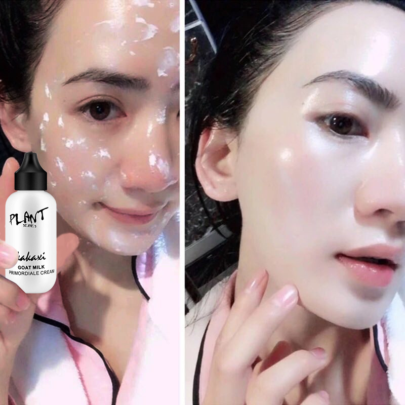 Goat Milk Revitalizing Full Coverage Waterproof Makeup Base Brighten Skin Tone Foundation Cream Lazy Face Foundation Cream TSLM2