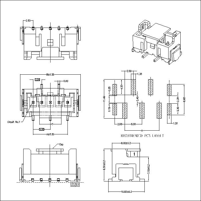 2.50mm Pitch SMT Wafer Connector Series AW2508M-NP-R