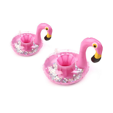 Bebida inflable de verano Flotador Glitter Flamingo Shape