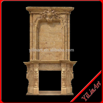 Carved Antique Two Tier Marble Stone Fireplace Mantel Surround YL-B108