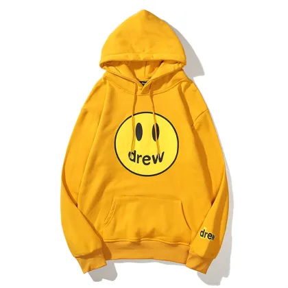 Drew Printed Smiley Face Pullover Fleece Hoodies