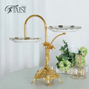 BRY004E Luxury Gold Pedestal Cake Stand Wedding Dessert Display Tray