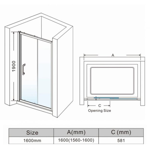 SALLY Bathroom Matt Black Framed Sliding Shower Door