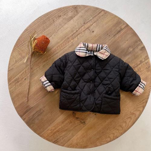 Children's Colorful Plaid Trench Coat And Padded Jacket