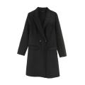 Woolen Coat with a Suit Collar and Pockets