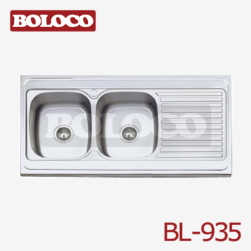 Medio &amp; bassa polacco/raso/ele-perla doppia ciotola singolo scolapiatti saldatura rettangolo/quadrato cucina bacino 304# Bl-935
