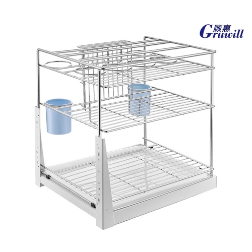 Kitchen rack storage slide pull-out storage basket