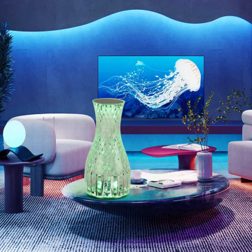 Bentuk Vas Kristal Lampu Table Remote Control - 16 Opsi Warna