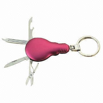 Stainless Steel Fancy Keychain with 1.2mm Thickness and Aluminum Red Color Coated