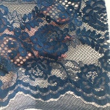 Tissu dentelle élégant bleu marine