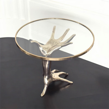 Luxury Coffee Table with Round Tempered Glass Top