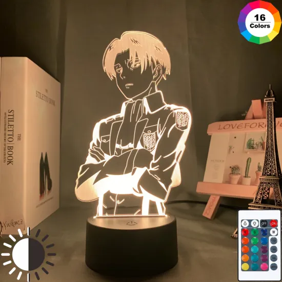 Acrylic Table Lamp Anime Attack on Titan for Home Room Decor Light Cool Kid Child Gift Captain Levi Ackerman Figure Night Light