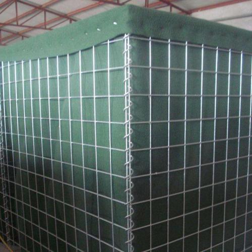 Sand wall defensive barrier filled military box gabion