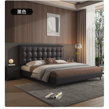 Cream white leather bed