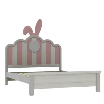 Princess Rabbit Ears Solid Wooden Children's Bed for Kids Bedroom Set