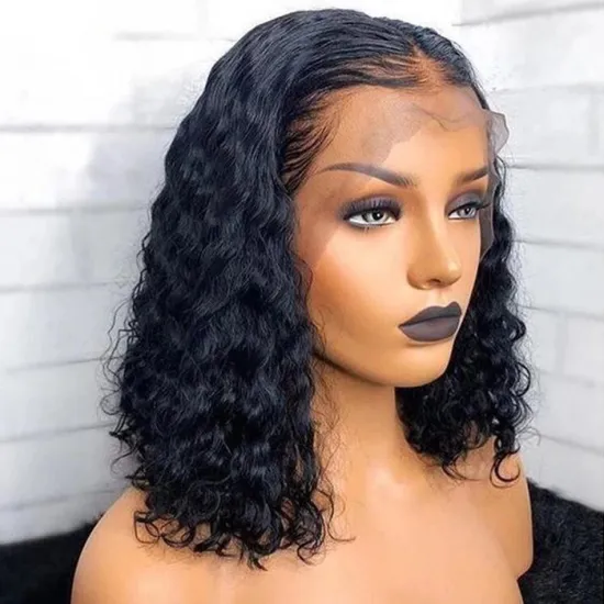 Deep Curly Wave Bob Wig Human Hair Perruque Hd Full Lace Front Wig Cheap Raw Indian Virgin Human Hair Bob Wig For Black Women