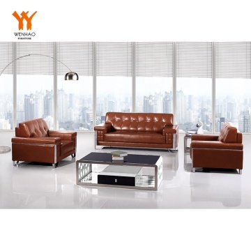 Modern Leather Sofa Set in Commercial Unique Design Office with Comfortable Brown Chair" 

However, to make it more suitable for a search engine title, we might want to keep it concise:

"Unique Office Design: Modern Leather Sofa & Brown Chair