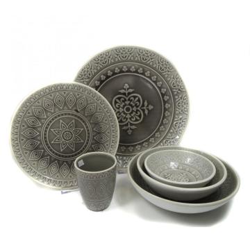 Embossed Stoneware Dinner Set