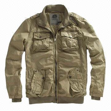 Men's jacket, made of cotton fabric, garment washed