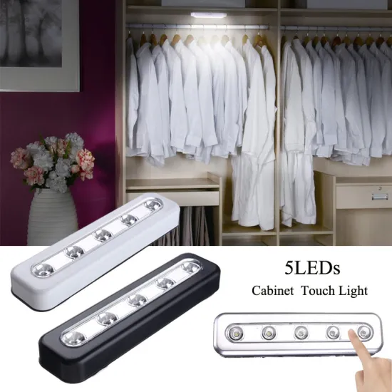 5 LED Night Light Under Cabinet: Touch Tap, Battery-Powered Lamp