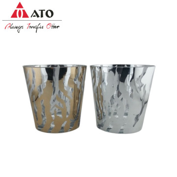 Plated glass candle holder set glass candle holder