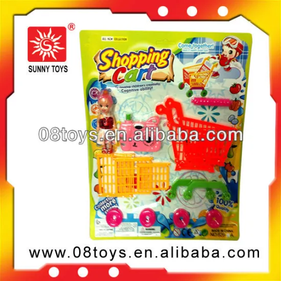 Plastic shopping trolley with toy car mini shopping cart for kids