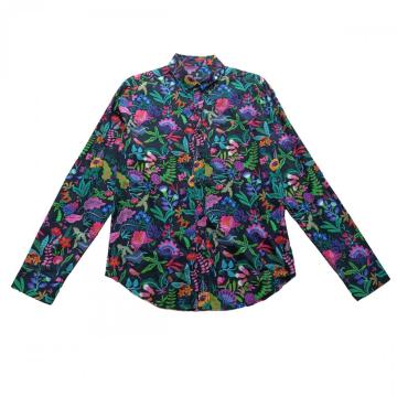 Camisa de algodão masculina em estampa floral tropical