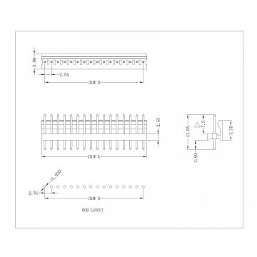 Conector de obleas de una sola fila de 5,54 mm Pitch 180 grados